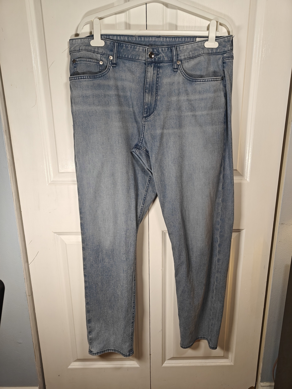 rag & bone Mens 36 Fit 3 Athletic Relaxed Straight Light Blue Wash Denim Jeans